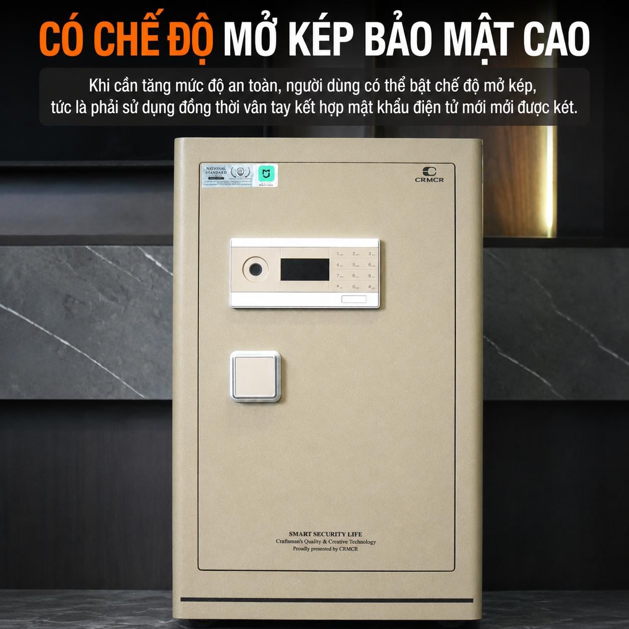 Két Sắt Xiaomi CRMCR 80LE Nhập Khẩu Thông Minh, Khóa Vân Tay Điện Tử, Chống Trộm A10, Cảnh Báo Qua Điện Thoại