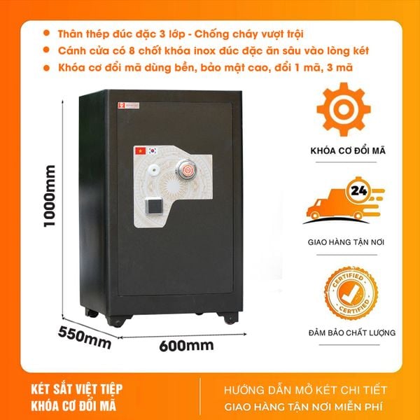 Két Sắt Siêu Cường Việt Tiệp Cỡ Lớn KSC100DM Khóa Cơ Đổi Mã