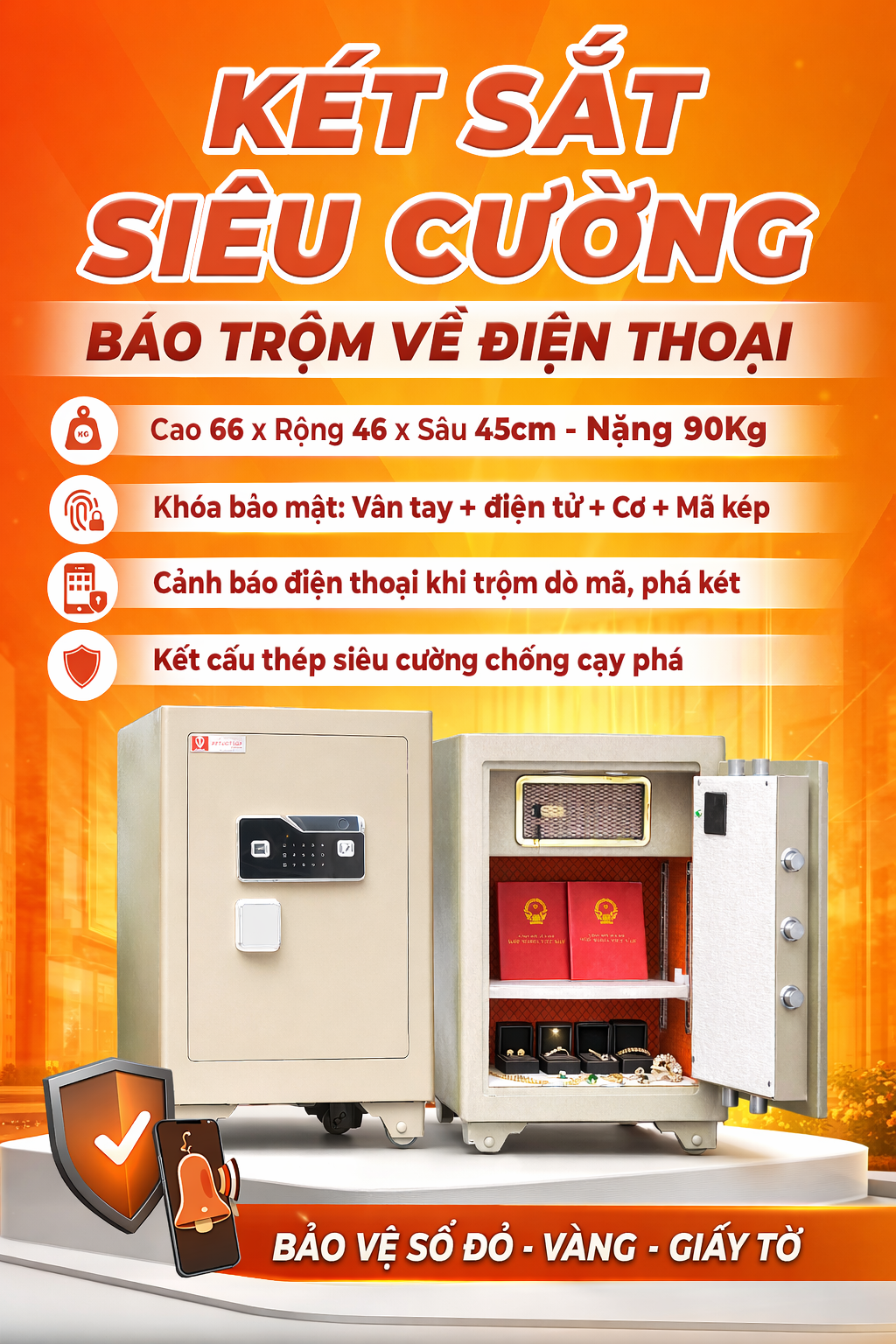 Két Việt Tiệp KSC66VTDT Vân Tay Điện Tử Kết Nối Thông Minh Về Điện Thoại
