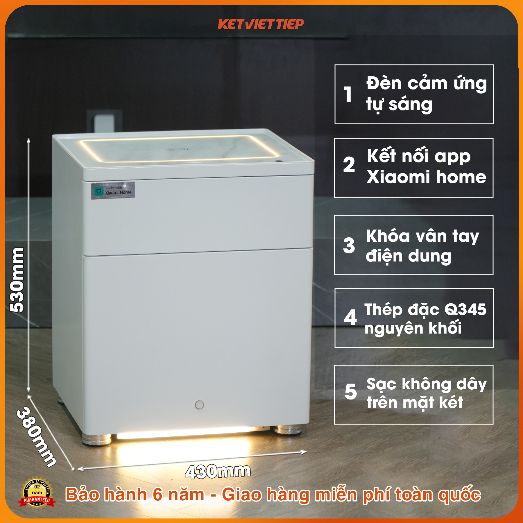 Két Sắt Tủ Đầu Giường Thông Minh Xiaomi CRMCR 50YN Kết Nối APP Xiaomi Home