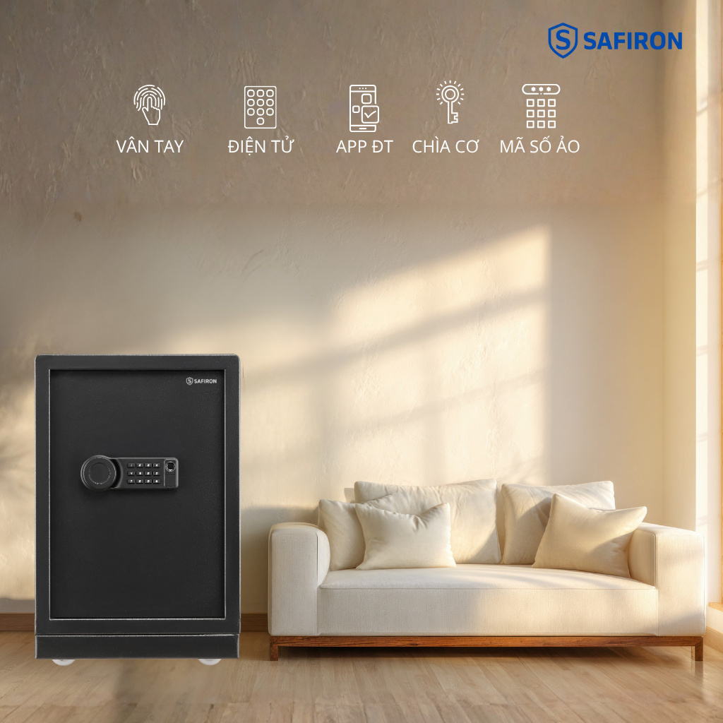 Két Sắt Nhập Khẩu Safiron 60LBF Vân Tay Điện Tử Kết Nối App Điện Thoại