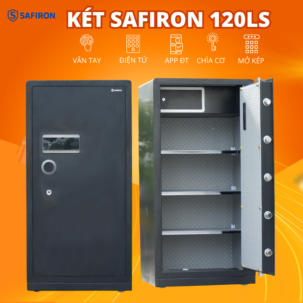 Két Sắt Nhập Khẩu Safiron 120LS Vân Tay Điện Tử Kết Nối APP Điện Thoại