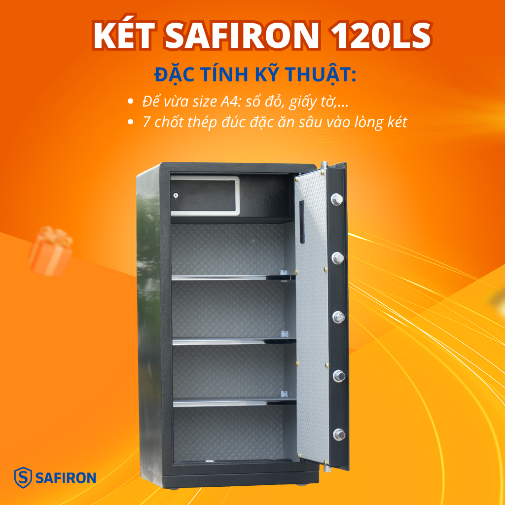 Két Sắt Nhập Khẩu Safiron 120LS Vân Tay Điện Tử Kết Nối APP Điện Thoại