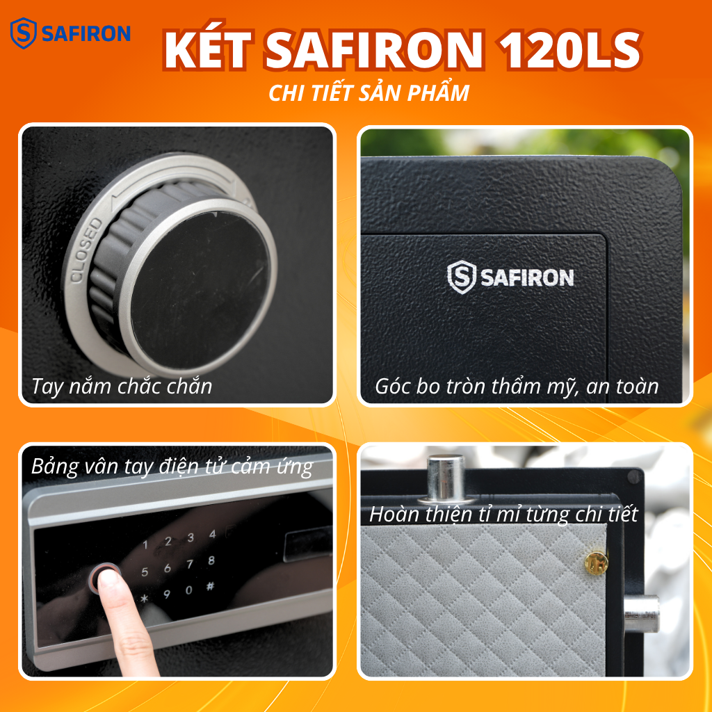 Két Sắt Nhập Khẩu Safiron 120LS Vân Tay Điện Tử Kết Nối APP Điện Thoại