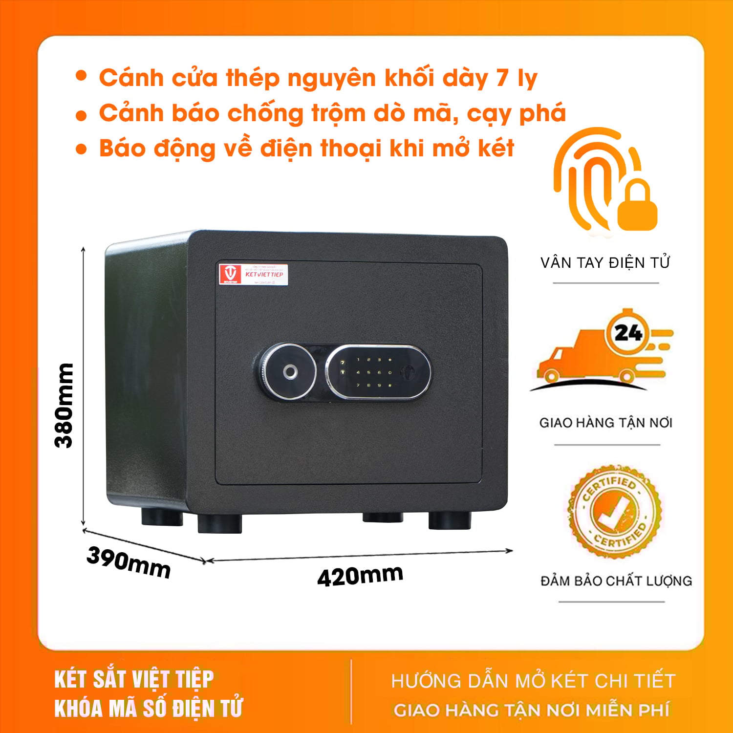 Két sắt Việt Tiệp siêu cường KVTSC41 Vân tay điện tử