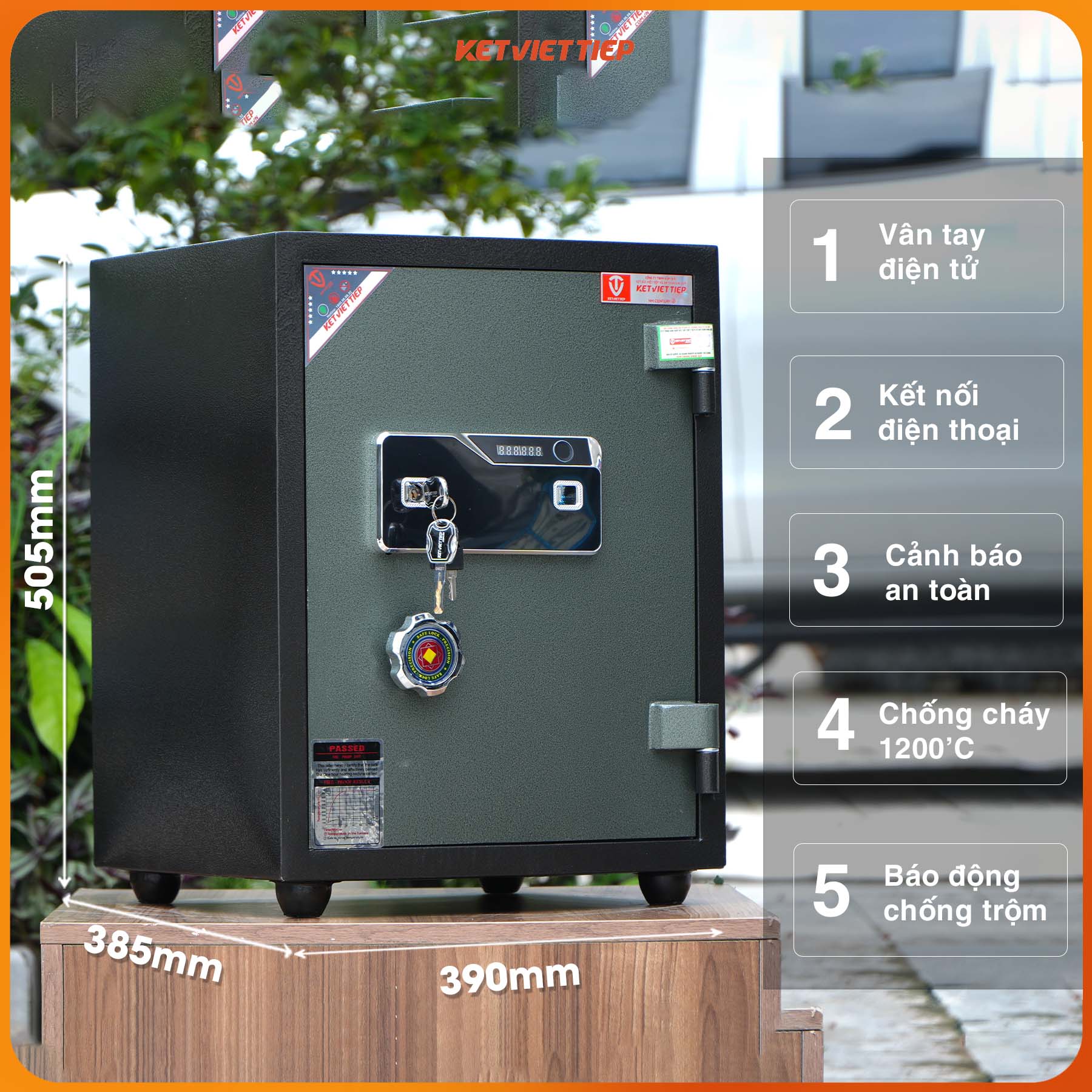 Két Sắt chống cháy Việt Tiệp KVT40VT Khóa Vân Tay