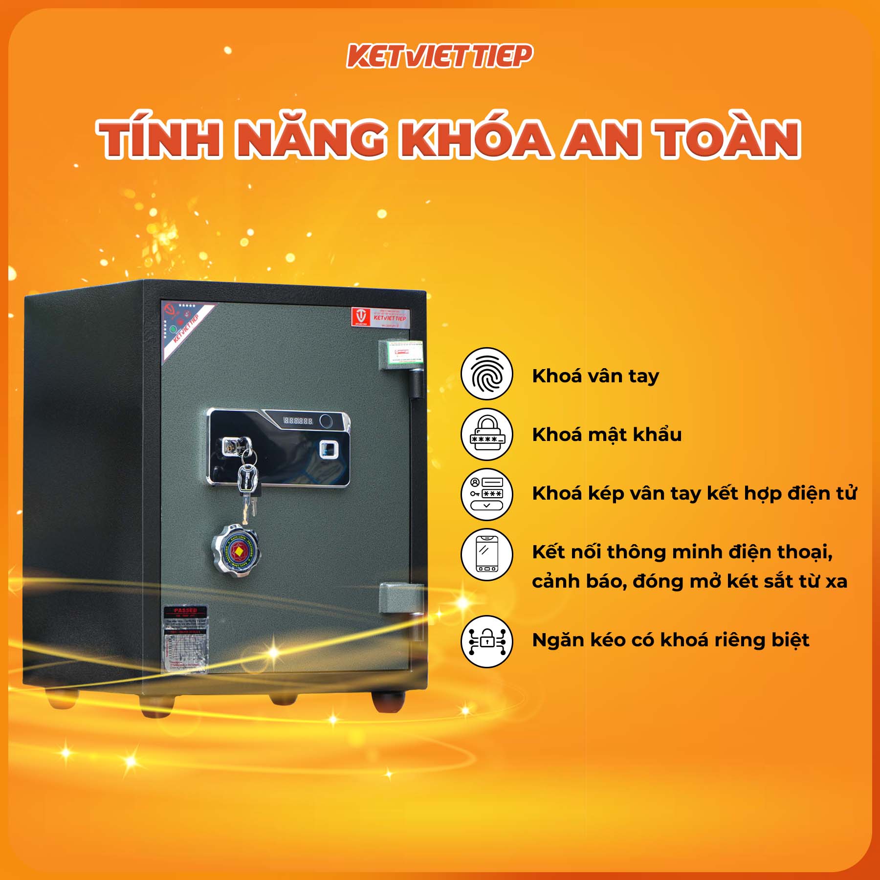 Két Sắt chống cháy Việt Tiệp KVT40VT Khóa Vân Tay