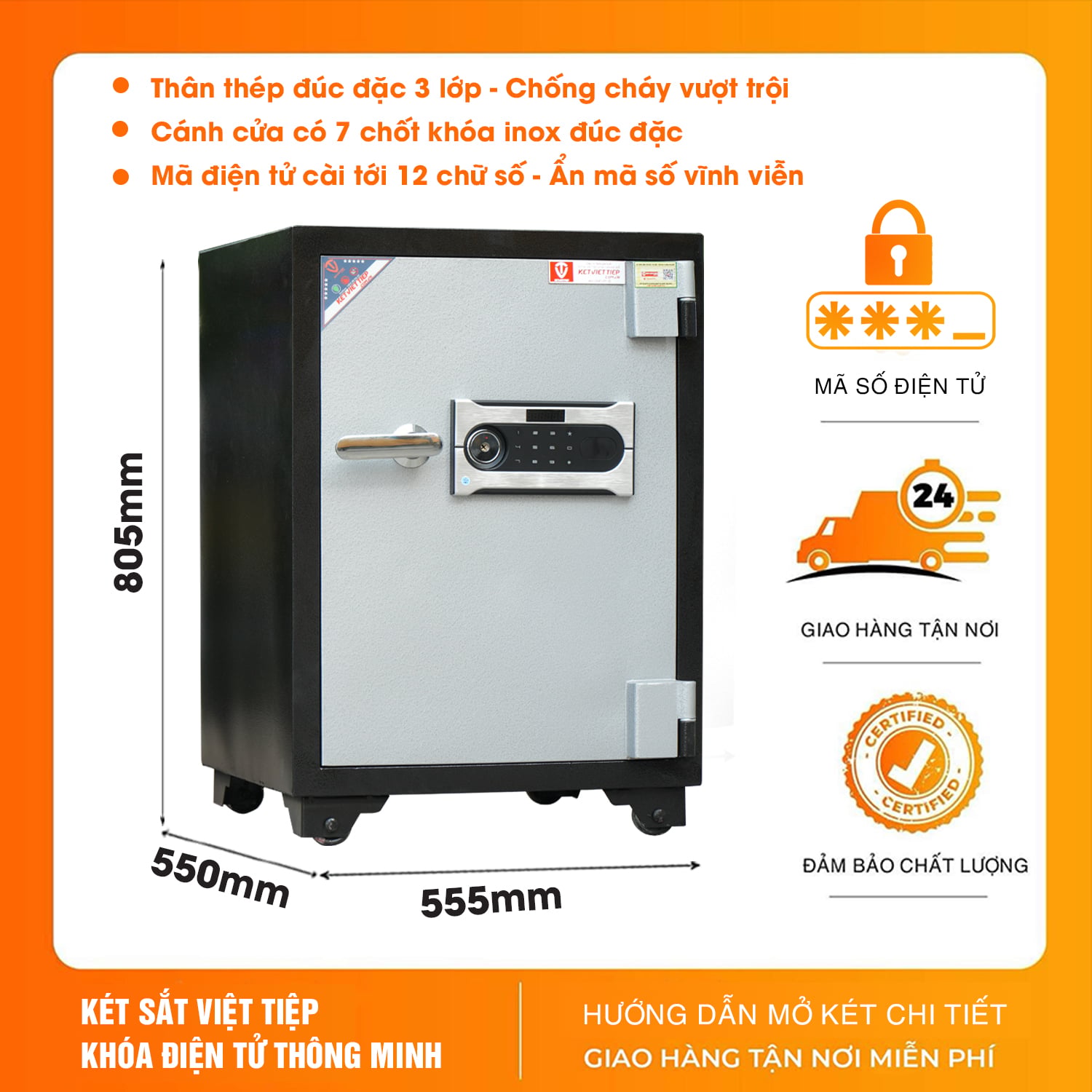 Két Sắt Điện Tử Việt Tiệp Chống Cháy KVT145DT