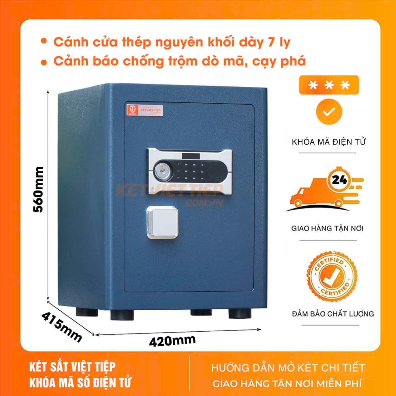 KÉT SẮT VIỆT TIỆP SMART KVTSC65 BÁO ĐIỆN THOẠI