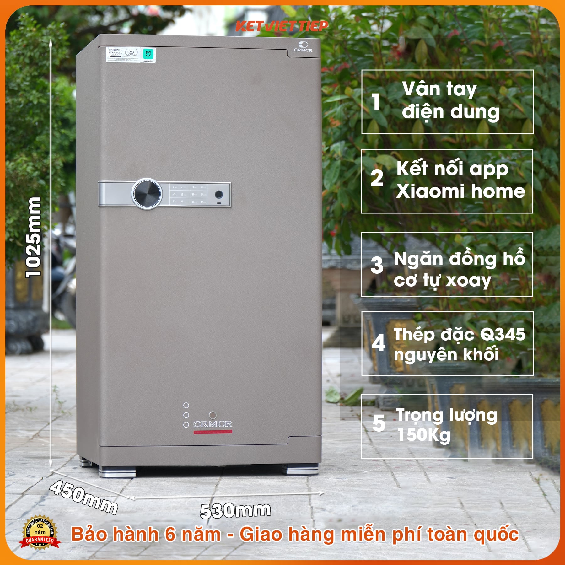 Két Sắt Xiaomi CRMCR 100JBW Có Ngăn Đồng Hồ Xoay, Kết Nối APP Xiaomi Home