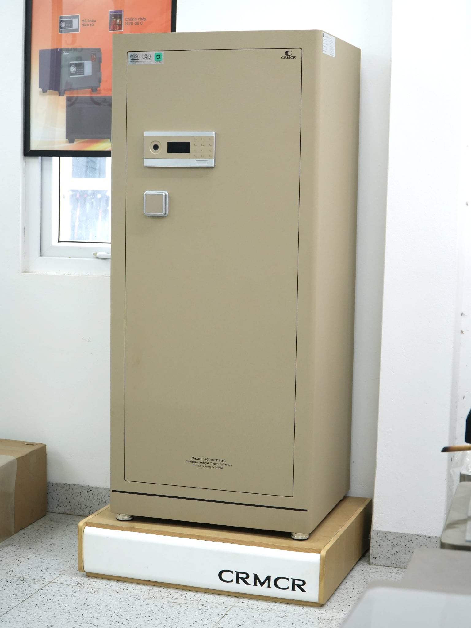 Két Sắt Xiaomi CRMCR 150LE Chính Hãng Cỡ Lớn Cao 154cm + Khóa Vân Tay Điện Tử Định Danh Người Mở + Chứng Nhận Chống Trộm A10