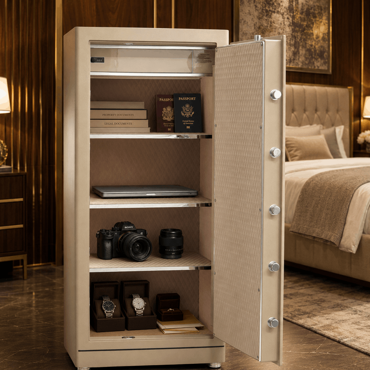 Két Sắt Xiaomi CRMCR 150LE Chính Hãng Cỡ Lớn Cao 154cm + Khóa Vân Tay Điện Tử Định Danh Người Mở + Chứng Nhận Chống Trộm A10
