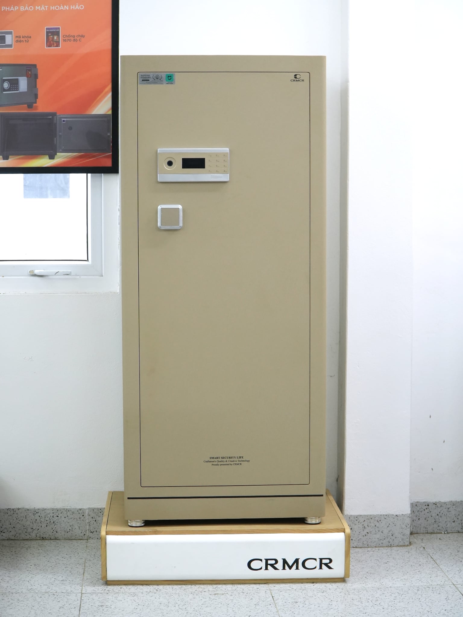 Két Sắt Xiaomi CRMCR 150LE Chính Hãng Cỡ Lớn Cao 154cm + Khóa Vân Tay Điện Tử Định Danh Người Mở + Chứng Nhận Chống Trộm A10