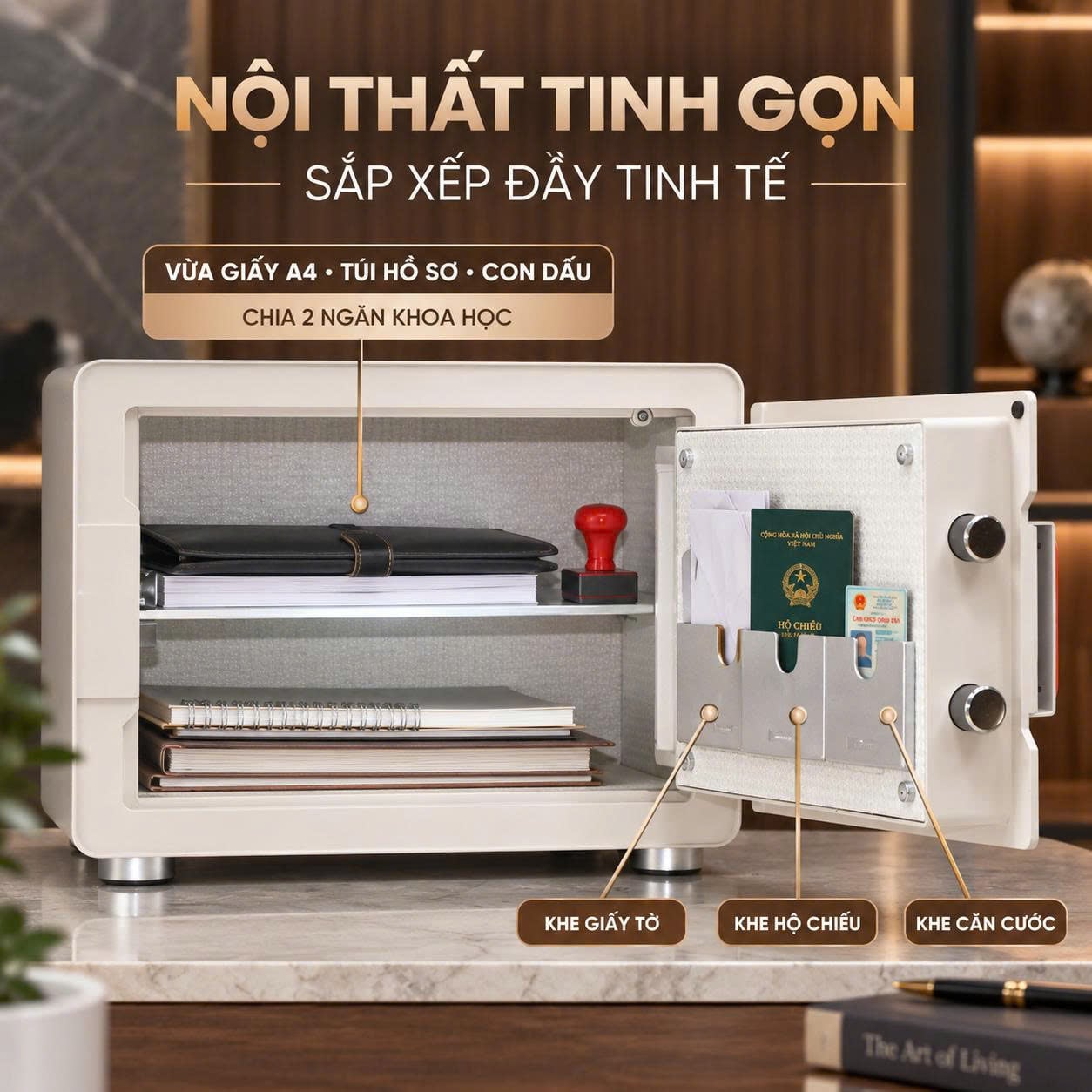 Két Sắt Mini Xiaomi CRMCR 30MS Vân Tay Điện Tử Định Danh, 8 Chế Độ Cảnh Báo Điện Thoại