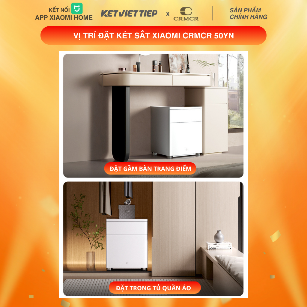 Két Sắt Tủ Đầu Giường Thông Minh Xiaomi CRMCR 50YN Kết Nối APP Xiaomi Home