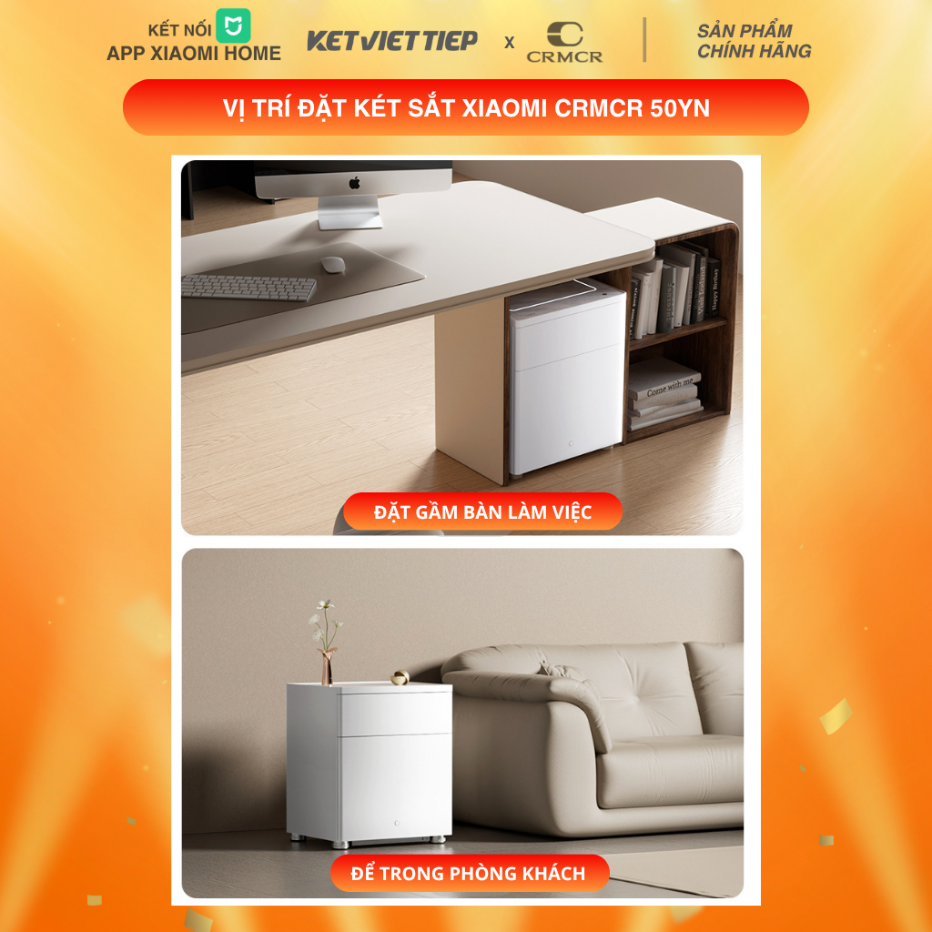 Két Sắt Tủ Đầu Giường Thông Minh Xiaomi CRMCR 50YN Kết Nối APP Xiaomi Home