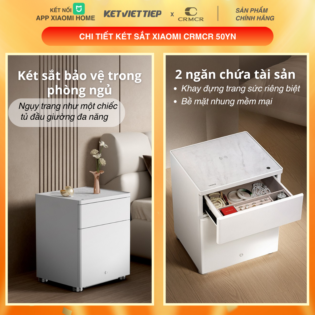 Két Sắt Tủ Đầu Giường Thông Minh Xiaomi CRMCR 50YN Kết Nối APP Xiaomi Home