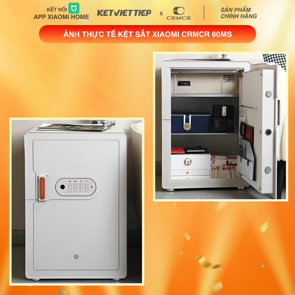 Két Sắt Xiaomi CRMCR 60MS Khóa Vân Tay Điện Tử, Kết Nối App Xiaomi Home