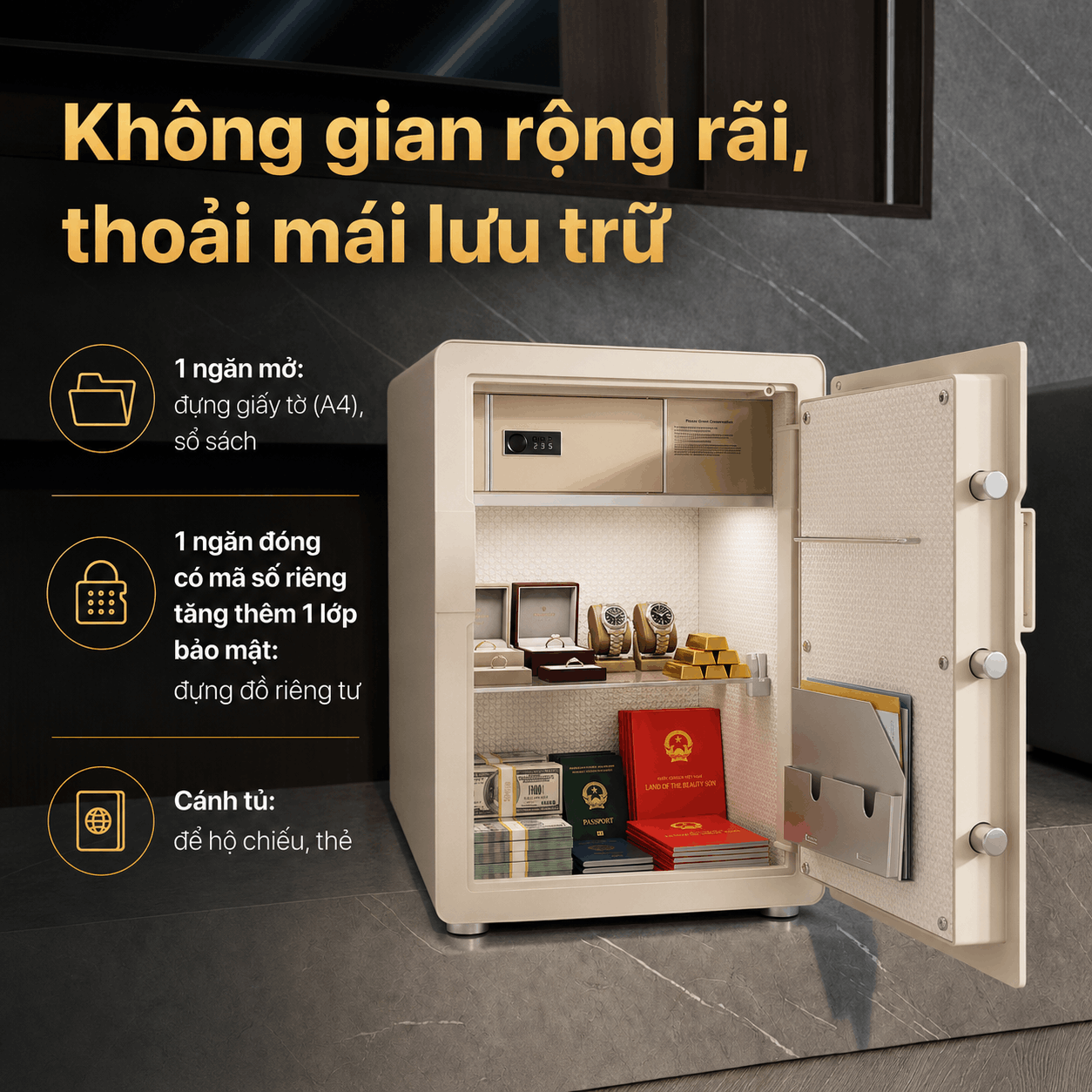 Két Sắt Xiaomi CRMCR 60MS Khóa Vân Tay Điện Tử, Cảnh báo điện thoại
