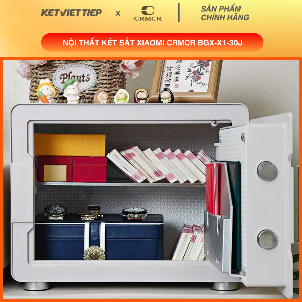 Két Sắt Xiaomi CRMCR 30MS Khóa Vân Tay Điện Tử, Kết Nối App Xiaomi Home