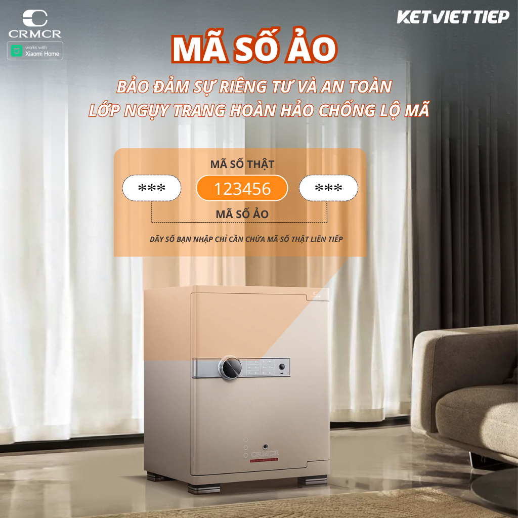 Két Sắt Xiaomi CRMCR 55JB Khóa Vân Tay Điện Tử, Kết Nối APP Xiaomi Home