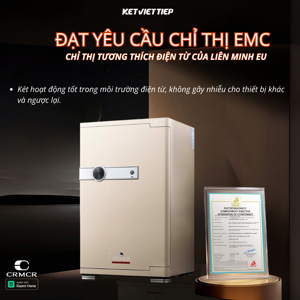 Két Sắt Xiaomi CRMCR 80JB Khóa Vân Tay Điện Tử, Kết Nối APP Xiaomi Home