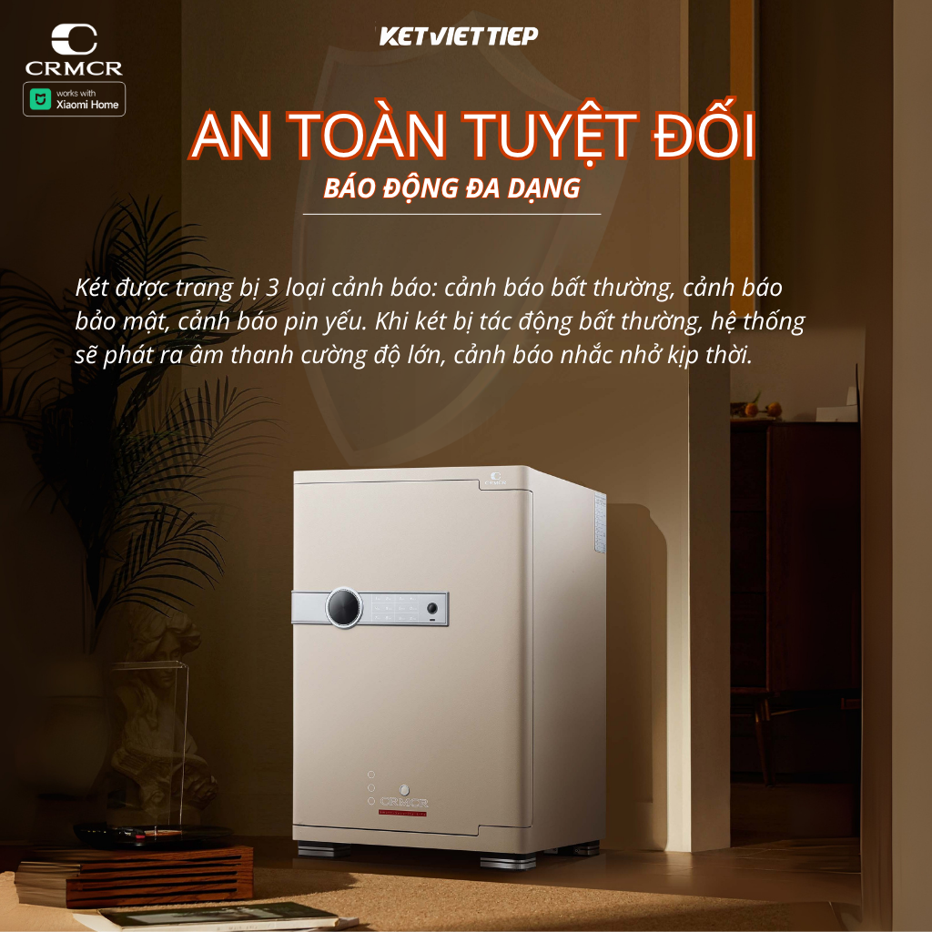 Két Sắt Xiaomi CRMCR 55JB Khóa Vân Tay Điện Tử, Kết Nối APP Xiaomi Home