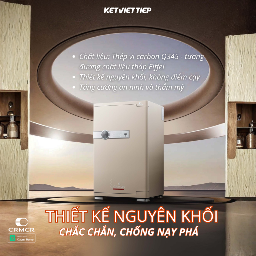 Két Sắt Xiaomi CRMCR 80JB Khóa Vân Tay Điện Tử, Kết Nối APP Xiaomi Home