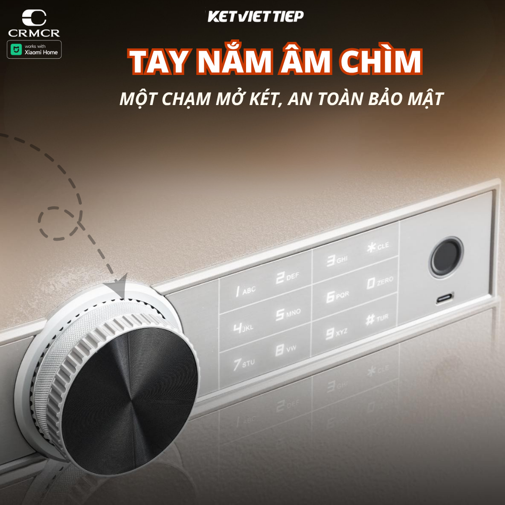 Két Sắt Xiaomi CRMCR 45JB Khóa Vân Tay Điện Tử, Kết Nối APP Xiaomi Home