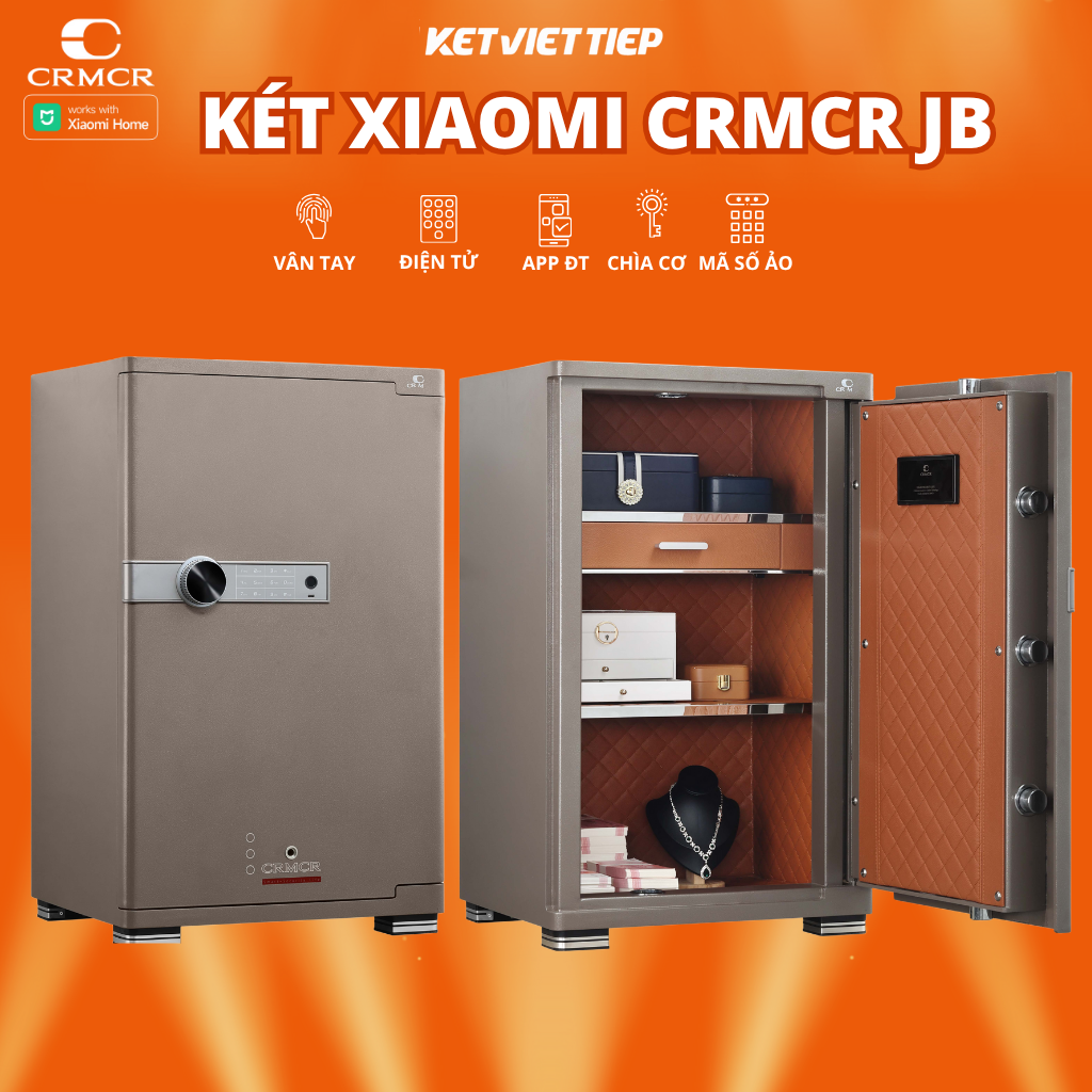 Két Sắt Xiaomi CRMCR 80JB Khóa Vân Tay Điện Tử, Kết Nối APP Xiaomi Home