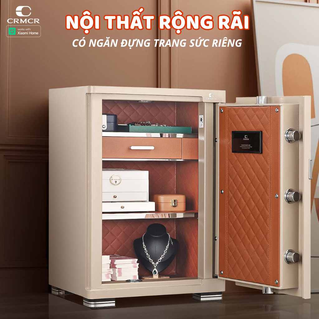 Két Sắt Xiaomi CRMCR 65JB Khóa Vân Tay Điện Tử, Kết Nối APP Xiaomi Home