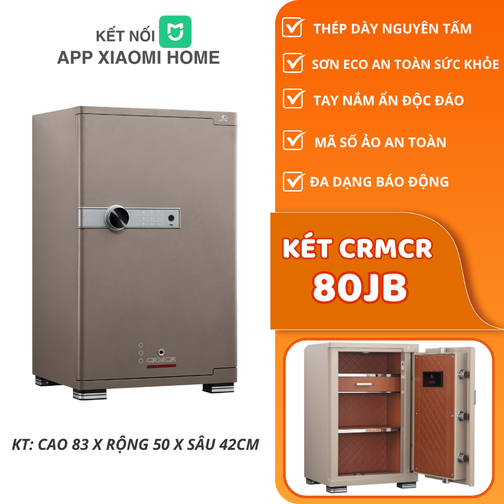 Két Sắt Xiaomi CRMCR 80JBW Có Ngăn Đồng Hồ Xoay, Kết Nối APP Xiaomi Home