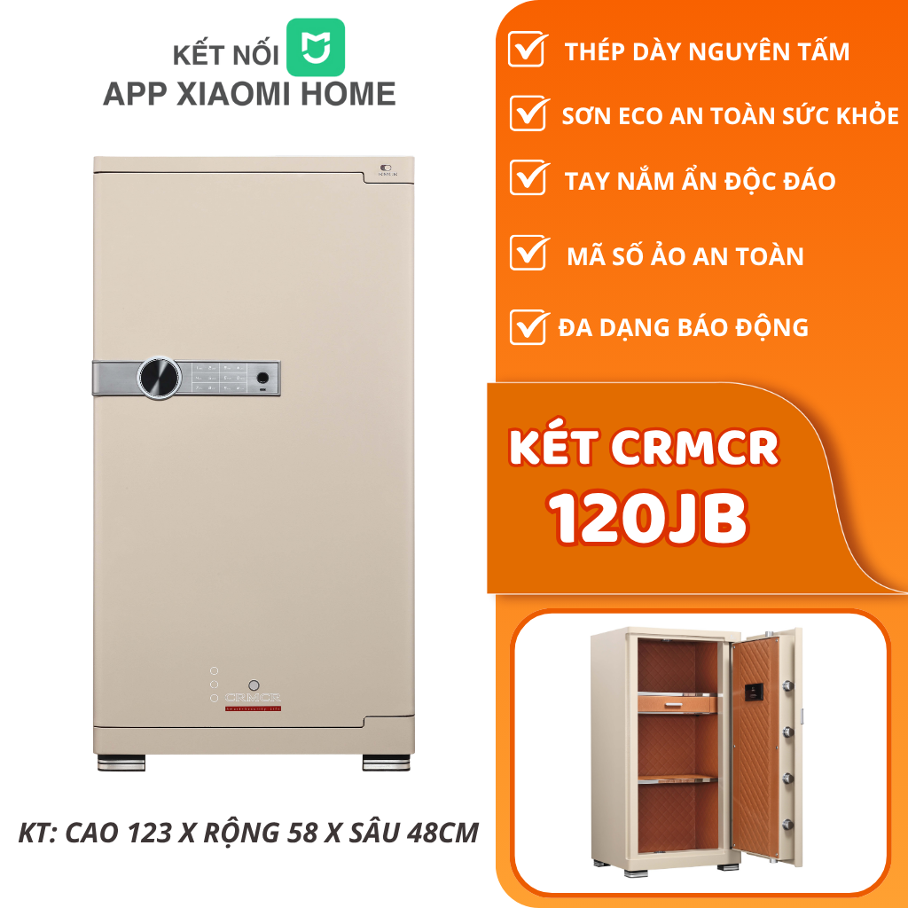 Két Sắt Xiaomi CRMCR 120JBW Có Ngăn Đồng Hồ Xoay, Kết Nối APP Xiaomi Home