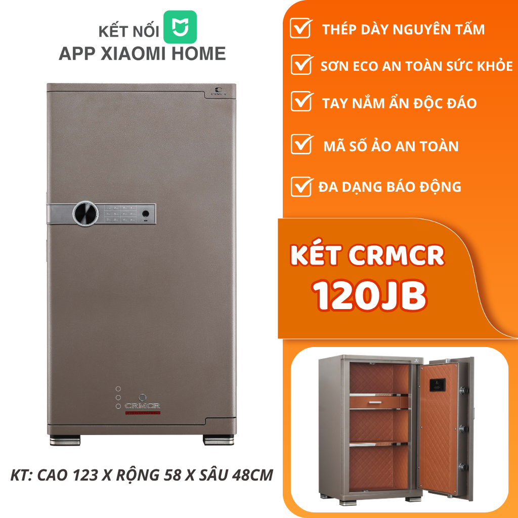 Két Sắt Xiaomi CRMCR 120JBW Có Ngăn Đồng Hồ Xoay, Kết Nối APP Xiaomi Home