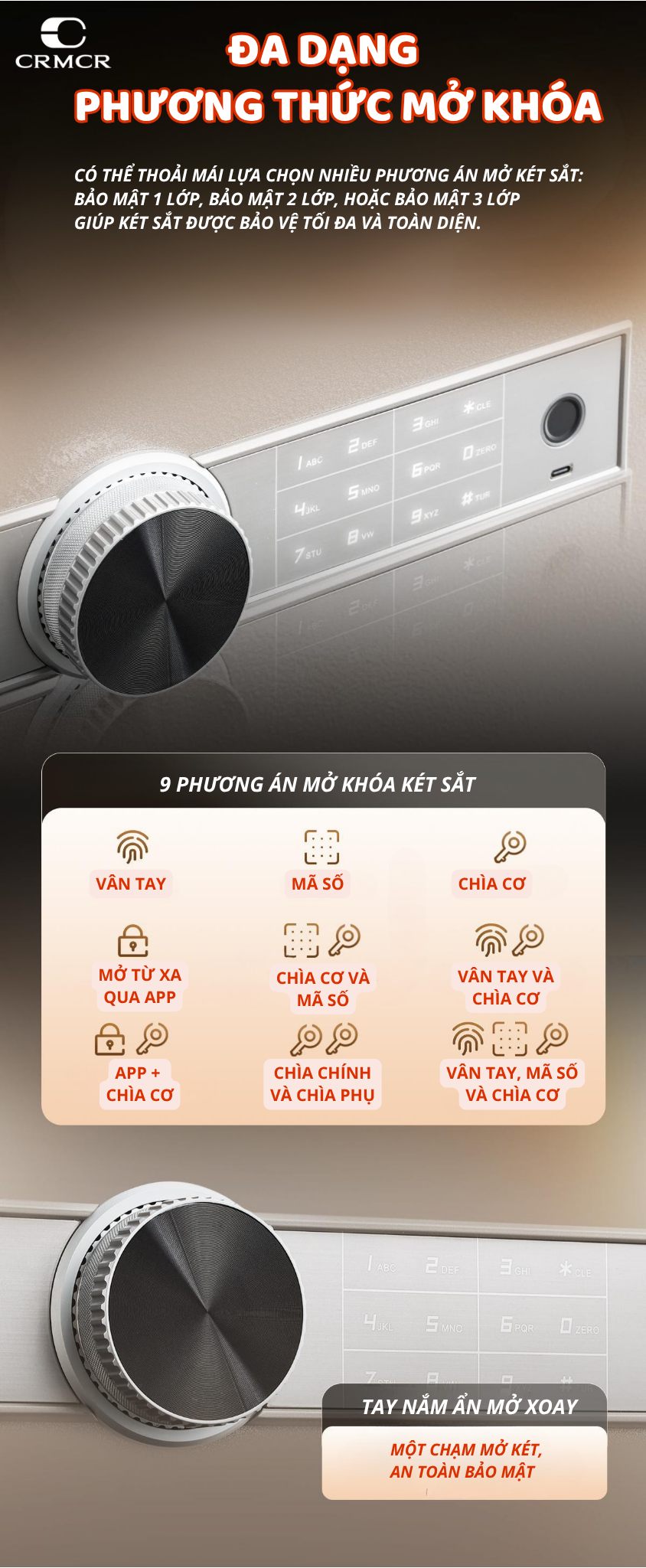 Két Sắt Xiaomi CRMCR 55JB Khóa Vân Tay Điện Tử, Kết Nối APP Xiaomi Home