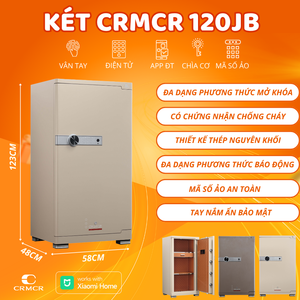 Két Sắt Xiaomi CRMCR 120JBW Có Ngăn Đồng Hồ Xoay, Kết Nối APP Xiaomi Home