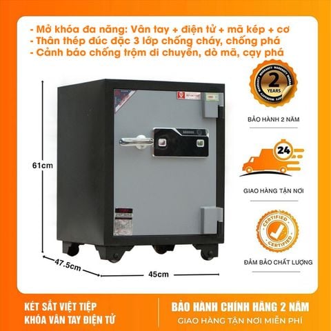 Két Sắt Việt Tiệp Vân Tay KV416VTDT Khóa Vân Tay Điện Tử Cao Cấp