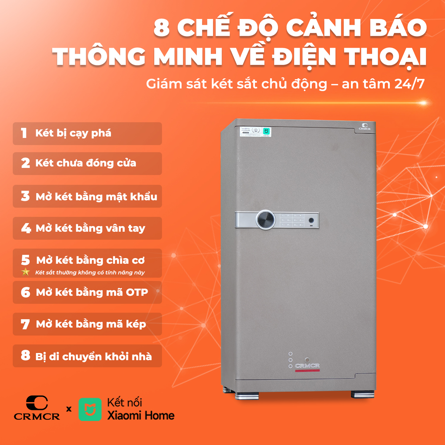 Két Sắt Xiaomi CRMCR 100JBW có ngăn đồng hồ xoay, cảnh báo điện thoại