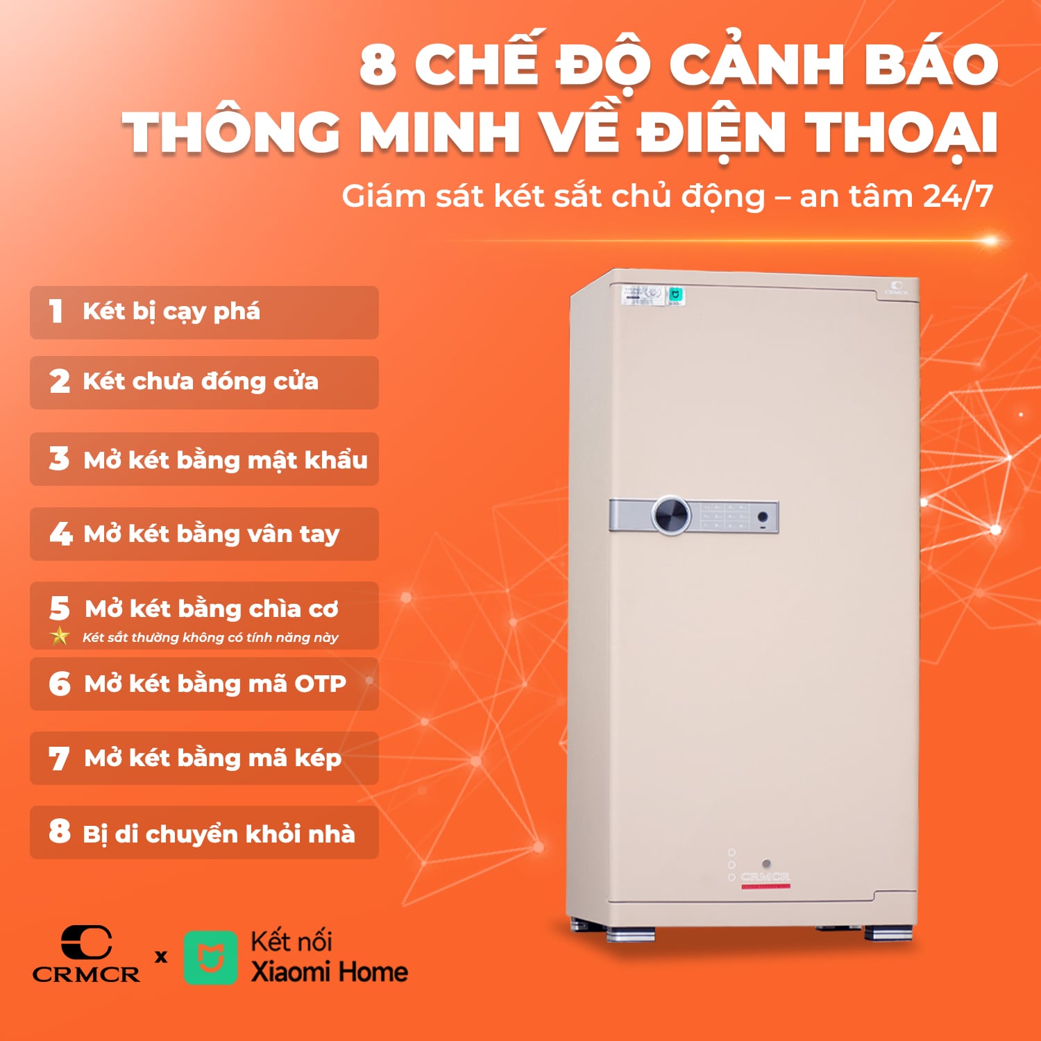 Két Sắt Xiaomi CRMCR 120JBW có ngăn đồng hồ xoay, cảnh báo điện thoại