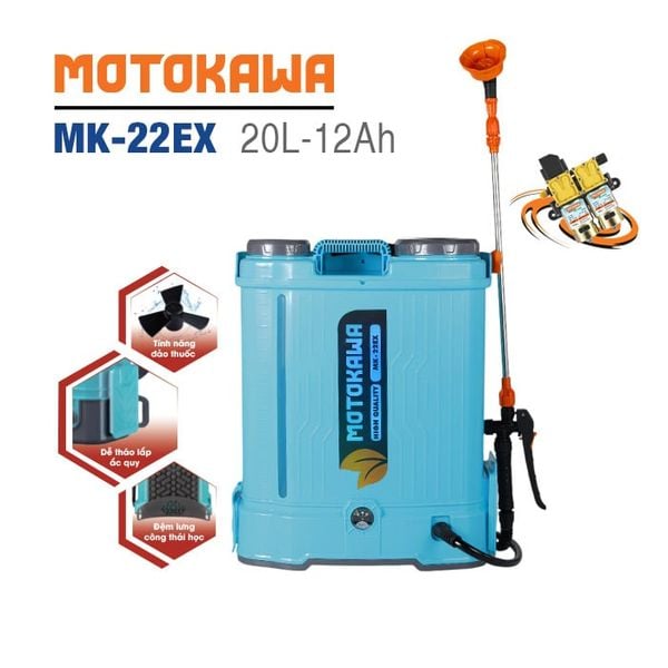 Bình xịt điện MOTOKAWA MK-22EX (Bơm đôi, 20L, 12AH)