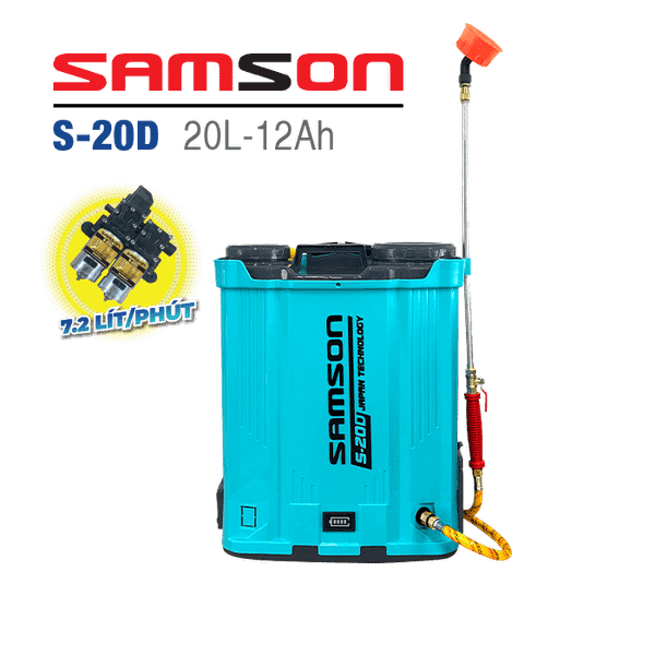 Bình xịt điện SAMSON S-20D (20L, 12AH, bơm đôi)