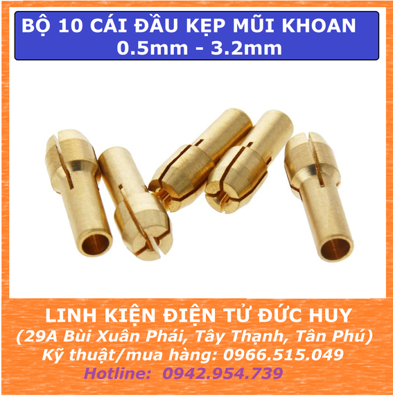 Bộ 10 cái đầu kẹp mũi khoan 0.5 - 3.2mm, ĐƯỜNG KÍNH 4.3mm
