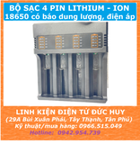 Bộ sạc 4 pin Lithium ion 18650 loại tốt (có báo mức dung lượng, điện áp)