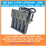 Bộ sạc 4 pin Lithium ion 18650 loại tốt (có báo mức dung lượng, điện áp)