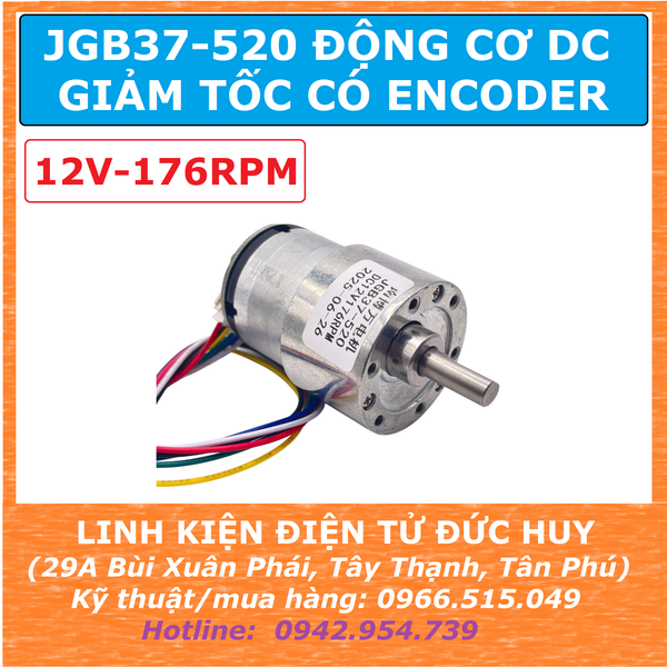 JGB37 520 ĐỘNG CƠ DC GIẢM TỐC ENCODER 12V 176RPM