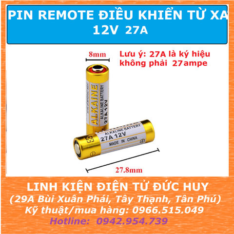 PIN 12V-23A, 12V-27A DÙNG CHO REMOTE CỬA CUỐN, REMOTE XE MÁY, Ô TÔ , THIẾT BỊ BÁO ĐỘNG