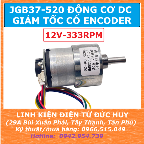 JGB37 520 ĐỘNG CƠ DC GIẢM TỐC ENCODER 12V 333RPM