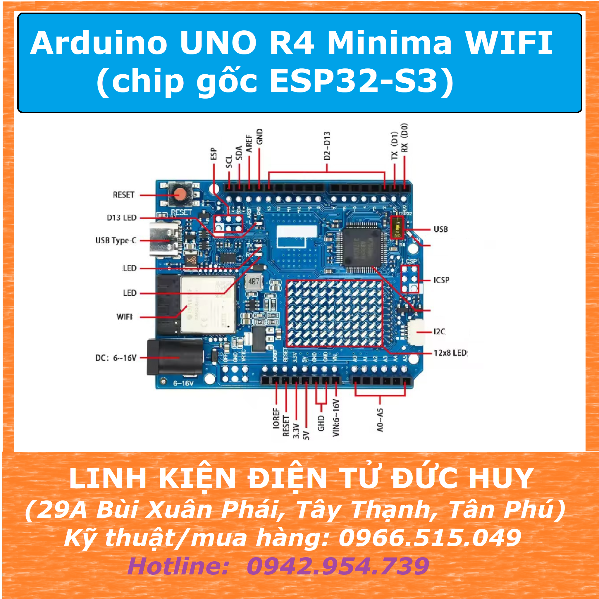 Arduino UNO R4 minima WIFI (chip gốc ESP32-S3-Mini) – LINH KIỆN ĐIỆN TỬ ...