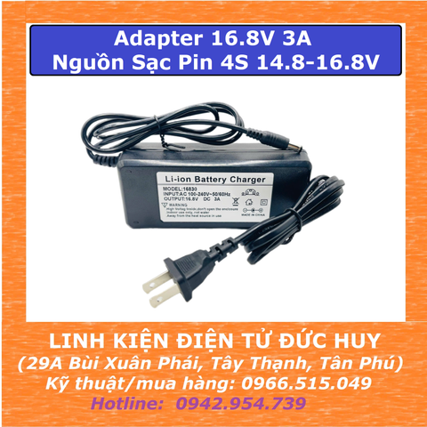 Adapter 16.8V 3A, Nguồn Sạc Pin 4S 14.8-16.8V 3A dùng sạc pin lithium Dung Lượng Cao
