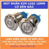Nút nhấn kim loại 16mm có đèn, chống nước IP65 (tự nhả, tự giữ)
